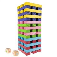 Giant Wooden Block Game Non Traditional Jumbo Pinewood 54 Blocks 2 Dice