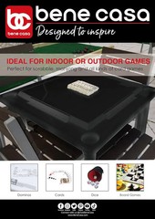 Bene Casa – Black Indoor & Outdoor Domino and Game Table Includes Domino