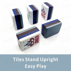 NEW! Vibrant Layered Mahjong Tiles – Full American Set 160Tiles – Gray-blue