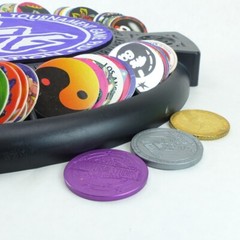 Lot of 100 Pogs, 6 Slammers, Ready To Play Tournament Game Board & Pad