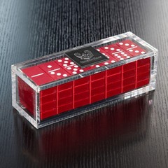 Premium Aluminum Double Six Dominoes Set – Red