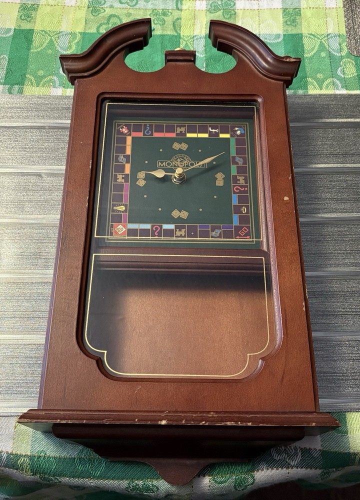Franklin Mint Monopoly Game 60th Anniversary Millionaire’s Wooden Wall Clock
