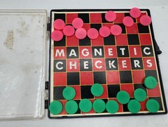 Vintage Magnetic Checkers Travel Game – Complete Compact Set