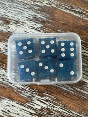 Resin Dice Set 6pcs – Blue Galaxy Sparkles – Handmade Replacement Dice Games