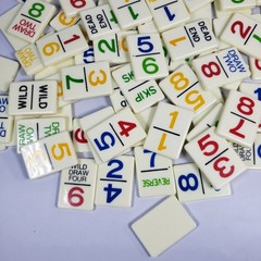 81 Pc Vintage 1986 UNO Dominos Game by International Tile Lot Crafts