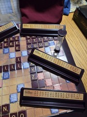 Scrabble Deluxe Edition 1999 Crossword Game Turntable Board Wood Tile Complete