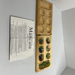 Oak Finished Wood Board w/ Gemstone Pieces MANCALA – 2001 Cardinal Solid Wood