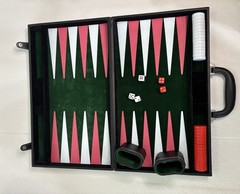 Grow Smart Backgammon FULL SET Board Game Portable Case w/ Handle, Dice