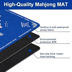 Mahjong Mat for Table 31.5″X31.5″ Rubber American Mahjong Mat with Rules, Non Sl