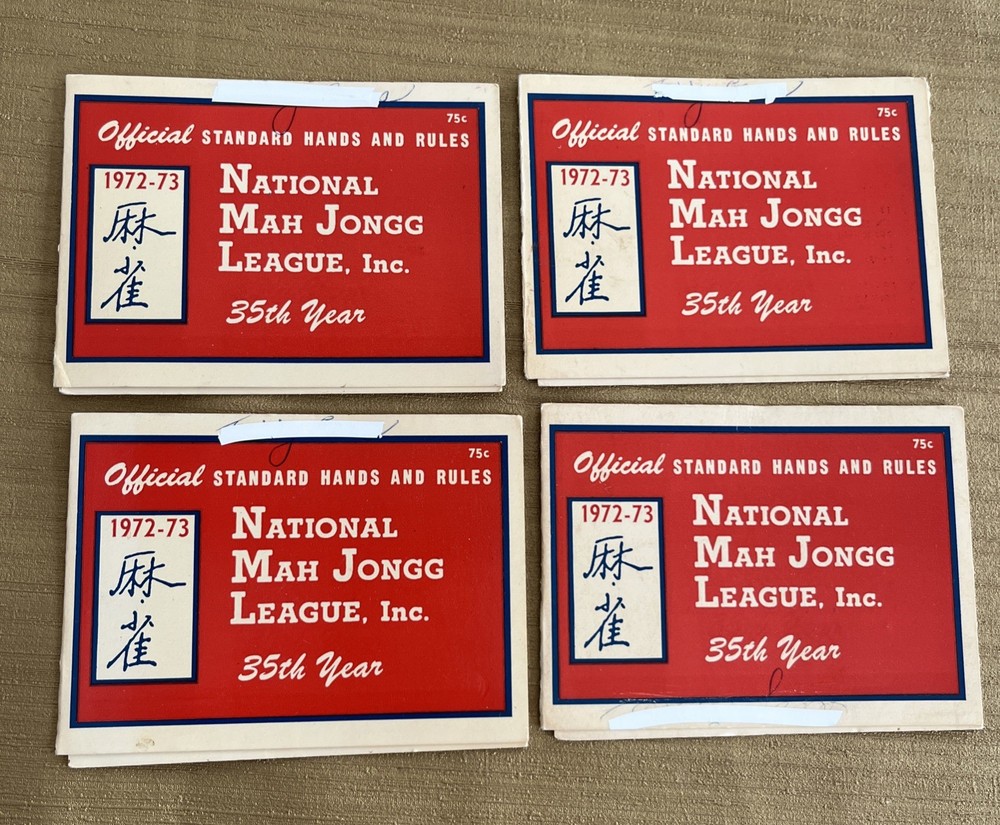National Mah Jongg League 1972-73 Official Hands & Rules Cards – Set of 4 Cards