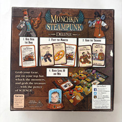 Munchkin Steampunk Deluxe – Board Card Game – Steve Jackson (some missing parts)