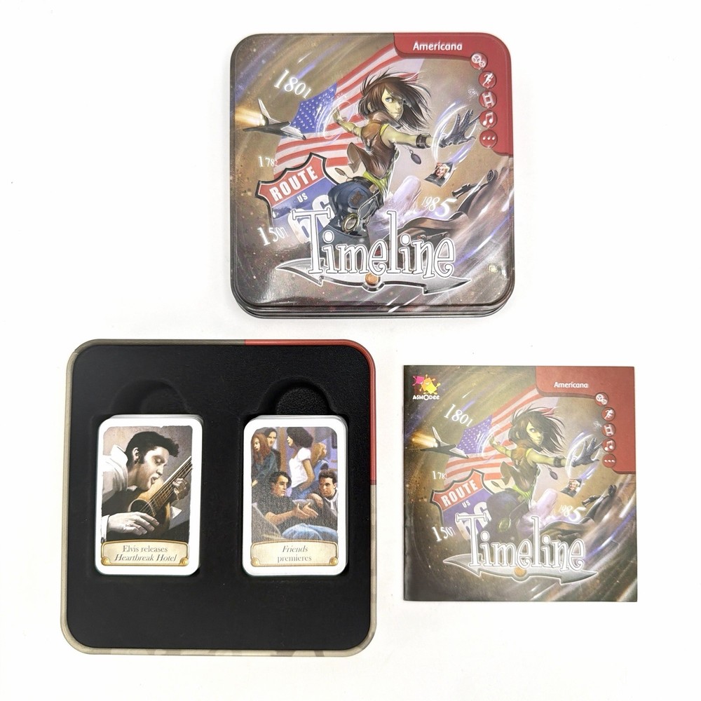Timeline Americana Card Game Asmodee Tin 100% Complete 110 Cards