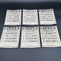 Vintage Lot of 6 Cardboard Bingo Cards Blue 4.5 X 5.5 Scrapbooking Vignettes
