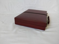 Vintage MR MAN Backgammon Board Game Leather Travel Case Box Brown Briefcase
