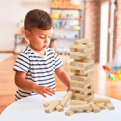 Wooden Tumbling Tower Block Game 54 PCS Stacking Game for Kids Adults