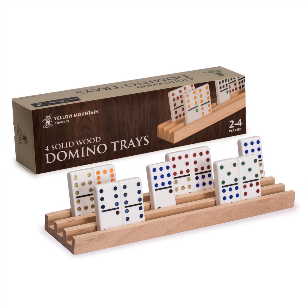 Yellow Mountain Imports Premium Beechwood Domino Racks/Trays – Set of 4