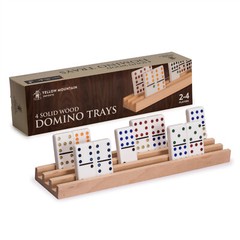 Yellow Mountain Imports Premium Beechwood Domino Racks/Trays – Set of 4