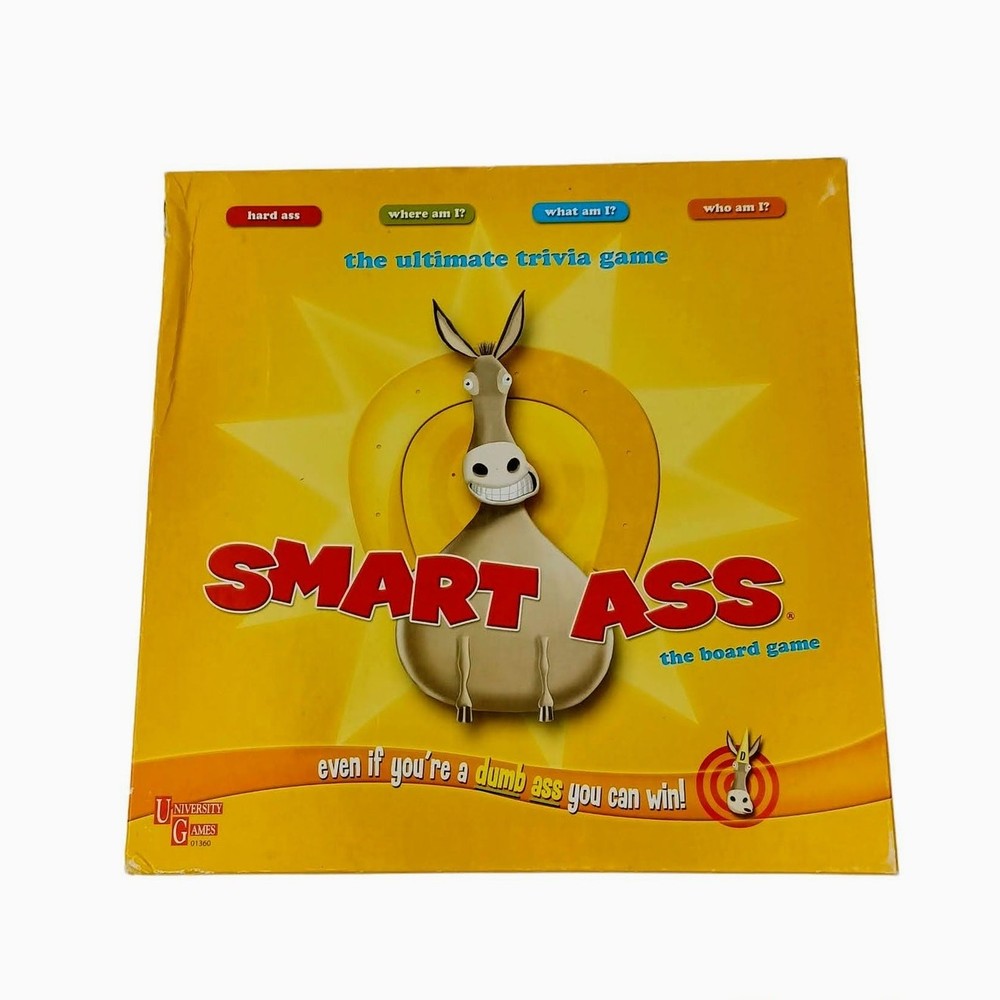 UNIVERSITY GAMES Smart Ass The Board Game 2007 *Missing 2 Question Cards*