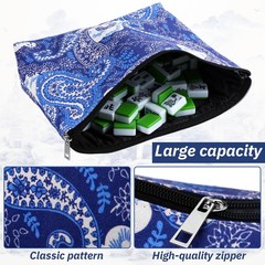 2 Pcs Empty American Mahjong Tile Bags White Blue Printed Thickened Soft Bags…