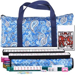 American Mah Jongg 166 Tile Mahjong Set 4 All-in-One Rack Pushers w/ Carry Bag