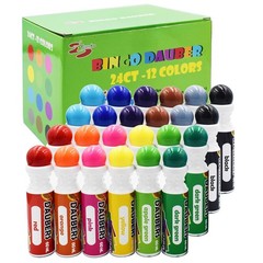 Yuanhe Bingo Daubers Mixed Color Dot Markers Set of 24 Pack 12 Bright Colors