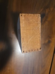 Lot of Vintage Wood Checkers In A Slide Top Dovetailed Wood Box- 30 Checkers.