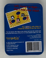 The Original LCR Left Center Right Dice Game Blue Tin