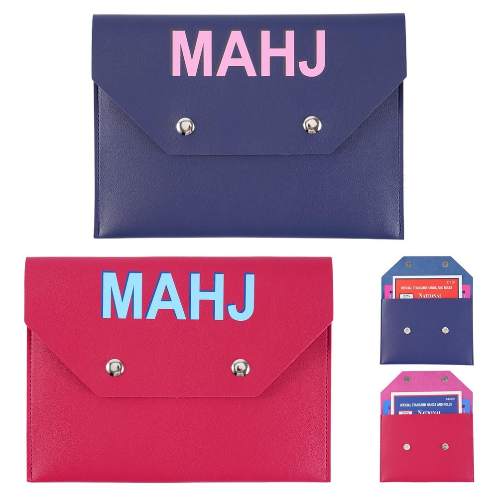 2Pcs Leather Mahjong for Cards, 8.3 x 5.5 in Mahjong Protective Cover Case, M…