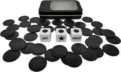 Left Right Center Dice Game Prime Set with 3 Dices + 40 Chips.Left on the Produc