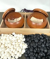Clam Go Stones Size34 178pcs Nachiguro Black 180pcs & Go Bowls w/BOX IGO Japan