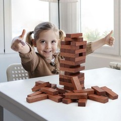 54PCS Wooden Tumbling Tower Stacking Game for Kids, Adults, and Families