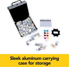 Spin Master Games Mexican Train Dominoes Set in Metal Case Classic Game