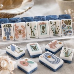 🌊Beach blue Mahjong Complete Tile Set, Blue & White Tiles (160tiles)