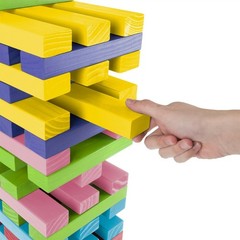 Giant Wooden Block Game Non Traditional Jumbo Pinewood 54 Blocks 2 Dice