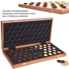 VAMSLOVE 15inch Checkers Folding Wooden Game Set, 100 Square Checkerboard Int…