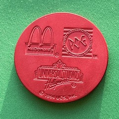 Vtg Red Metal POG Slammer Jaws 1994 McDonalds WPF Universal Studios Hollywood