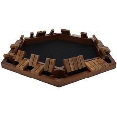 Pacific Shore Games 6 Player Shut The Box Dice Game,Walnut Stained Wood, Large