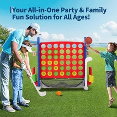 Giant 4-in-1 Connect Game Set Jumbo Outdoor Fun with Mini Basketball for Kids