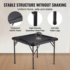 VEVOR Mahjong Table 4 Player Folding Card Table & 4 Cup Holders Chip Trays Black
