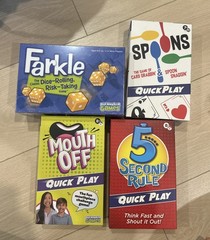 Lot 4 Play Monster Games, Farkle Dice Game, Mouth Off, 5 Second Rule, Spoons