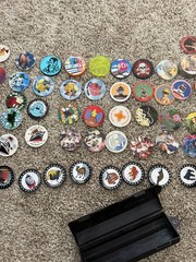 Lot of 180 Vtg 1990’s POGs Milk Cap Game, 4 Slammers and 3 Cases