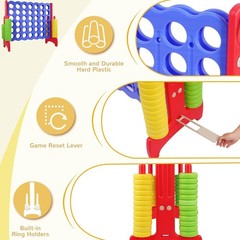 Giant 4-In-A-Row Connect Game Outdoor, 3.5FT Jumbo 4-To-Score Yard Game for Kids