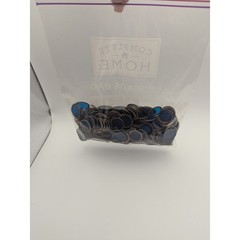 Vintage Bingo Markers Metal Rims Bulk Lot 6.5 oz Round Blue Green Plastic Center