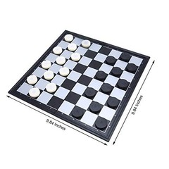 Magnetic Travel Checkers Board Game Set with Folding Board Family Educational