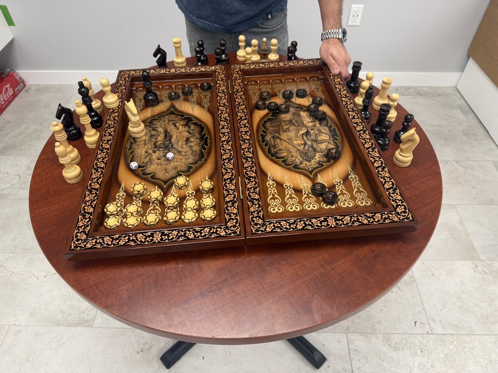 Own the Only One – Luxury Walnut Wood Backgammon Chess Board Handmade 24 In