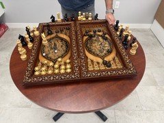 Own the Only One – Luxury Walnut Wood Backgammon Chess Board Handmade 24 In