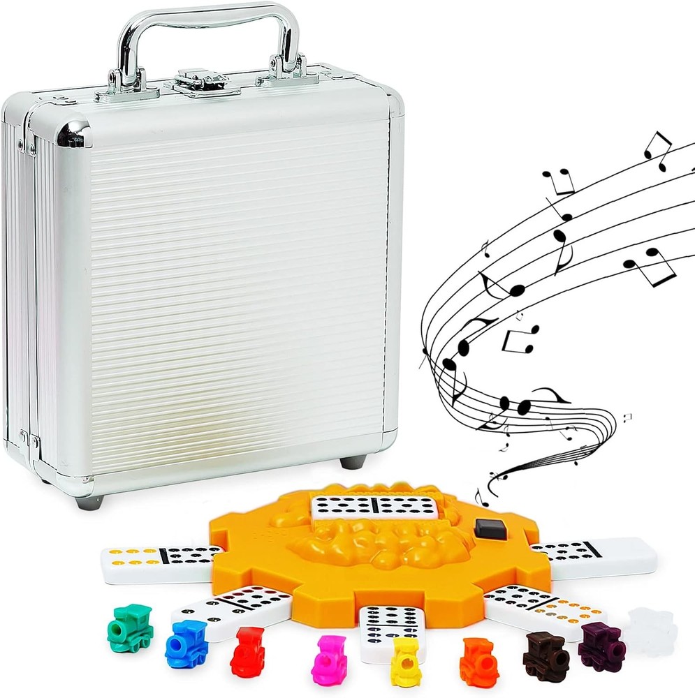 Mexican Train Dominoes Set Double 12 Colorful Dot Pips Real Sound Effect Hub