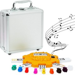 Mexican Train Dominoes Set Double 12 Colorful Dot Pips Real Sound Effect Hub