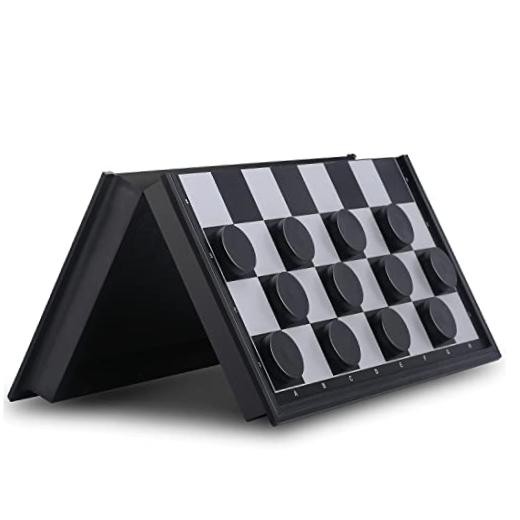 Magnetic Travel Checkers Board Game Set with Folding Board Family Educational