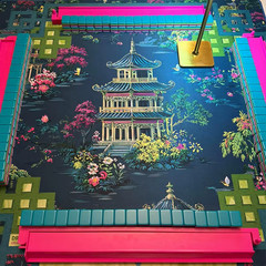 New Premium Mahjong Mat Table Top 31.5 in x 31.5 in – Blue Oriental